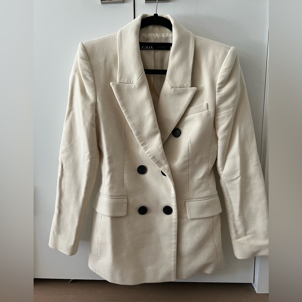 Zara Double Breasted Fitted Winter Blazer Size S